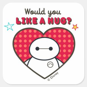 Big Hero 6 Baymax Would You Like A Hug Square Sticker