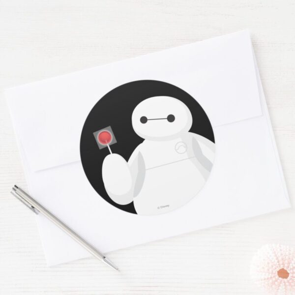 Big_Hero_6___Baymax_with_Lollipop_Classic_Round_Sticker_3 Big Hero 6 Baymax With Lollipop Classic Round Sticker