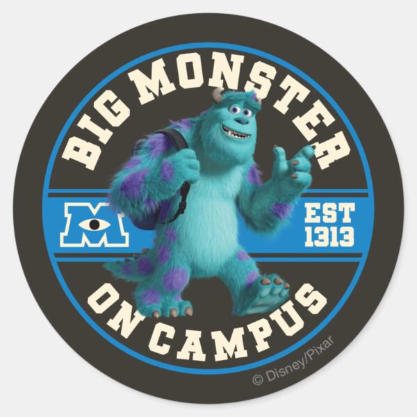 Big_Monster_on_Campus_Classic_Round_Sticker_1 Big Monster On Campus Classic Round Sticker