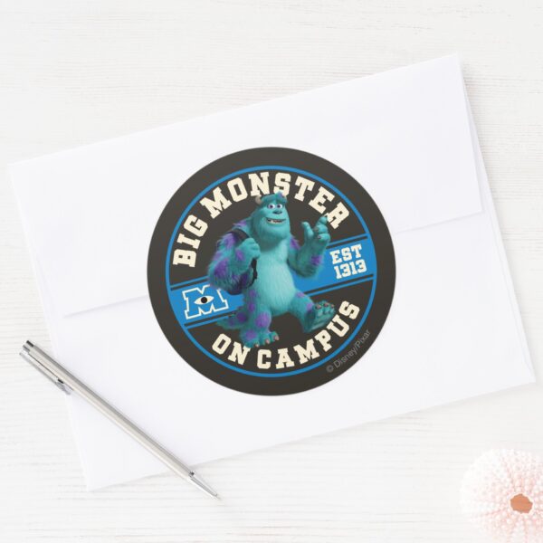 Big_Monster_on_Campus_Classic_Round_Sticker_3 Big Monster On Campus Classic Round Sticker