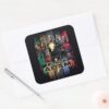 Black Adam Characters In Stripes Graphic Square Sticker