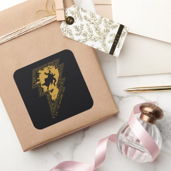 Black Adam Distressed Lightning Bolt Graphic Square Sticker