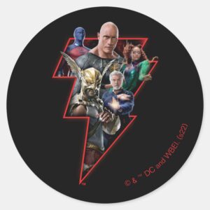 Black Adam Group Lightning Graphic Classic Round Sticker