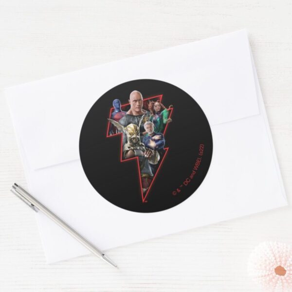 Black Adam Group Lightning Graphic Classic Round Sticker