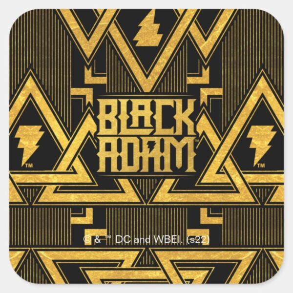 Black Adam Lightning Bolt Triangular Pattern Square Sticker