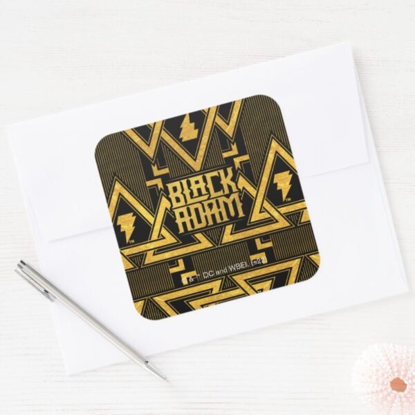 Black Adam Lightning Bolt Triangular Pattern Square Sticker