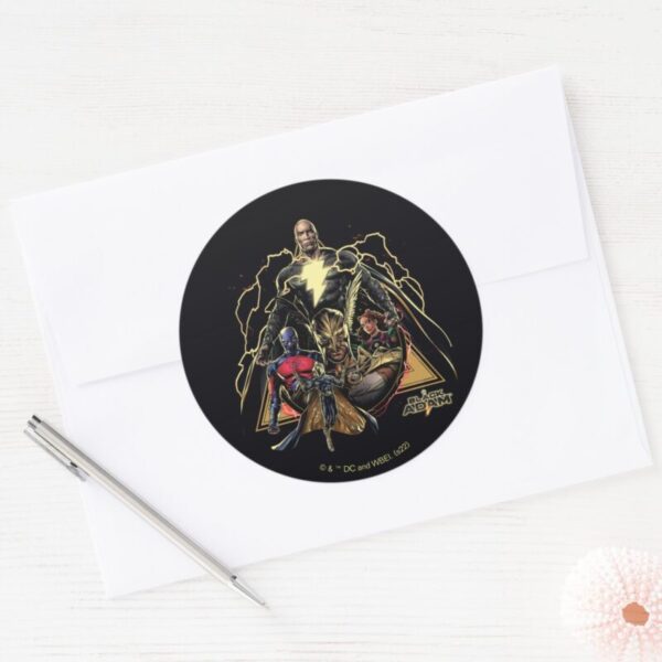 Black Adam Triangular Group Graphic Classic Round Sticker