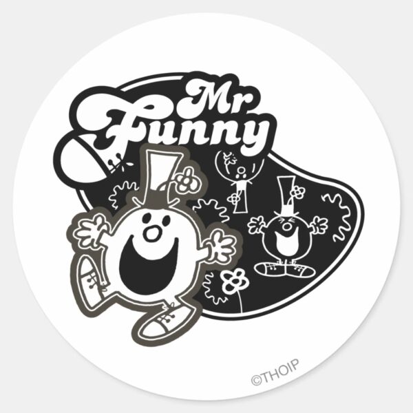 Black_&_White_Mr._Funny_Classic_Round_Sticker_1 Black White Mr. Funny Classic Round Sticker