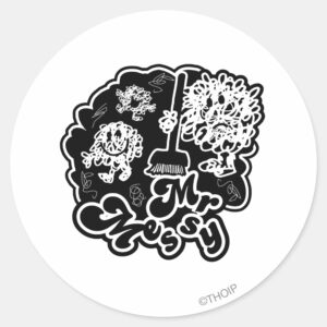 Black_&_White_Mr._Messy_Cleaning_Classic_Round_Sticker_1 Black White Mr. Messy Cleaning Classic Round Sticker