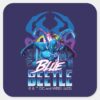 Blue Beetle Retrowave City Sunset Square Sticker