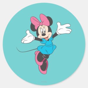 Blue Minnie Jumping Classic Round Sticker