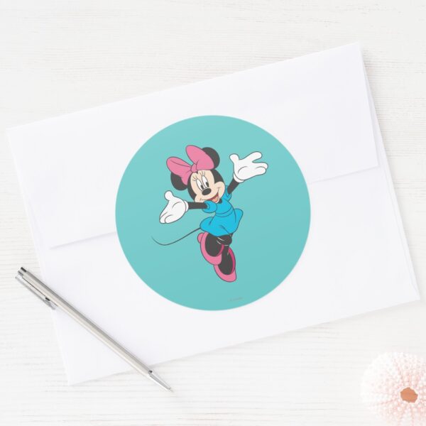 Blue_Minnie___Jumping_Classic_Round_Sticker_3 Blue Minnie Jumping Classic Round Sticker