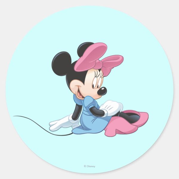 Blue_Minnie___Sitting_Classic_Round_Sticker_1 Blue Minnie Sitting Classic Round Sticker