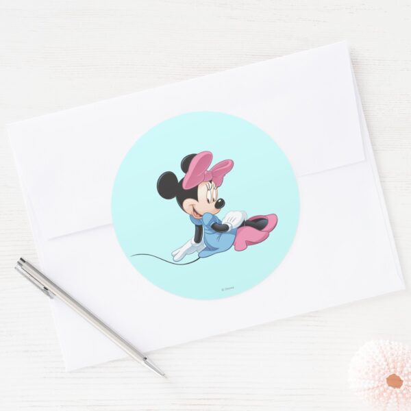 Blue_Minnie___Sitting_Classic_Round_Sticker_3 Blue Minnie Sitting Classic Round Sticker