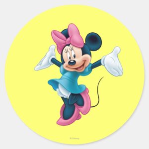 Blue Minnie Welcoming Hands Up Classic Round Sticker