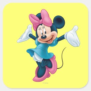 Blue Minnie Welcoming Hands Up Square Sticker