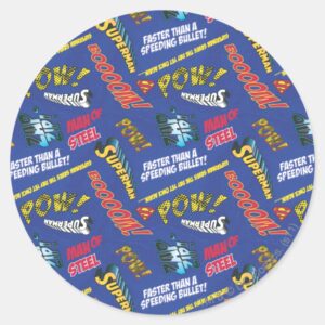Blue And Red Pow Classic Round Sticker