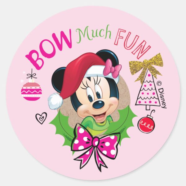 Bow_Much_Fun_Classic_Round_Sticker_1 Bow Much Fun Classic Round Sticker