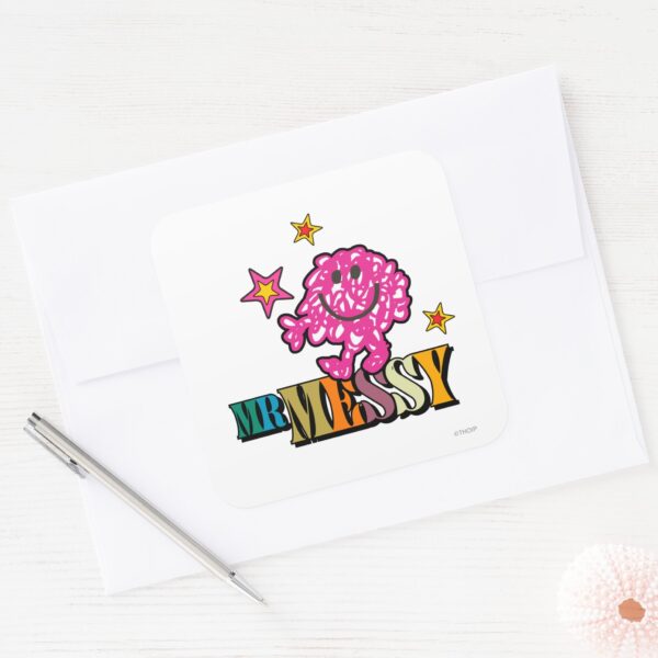 Bright_Pink_Mr._Messy___Sparkling_Stars_Square_Sticker_3 Bright Pink Mr. Messy Sparkling Stars Square Sticker