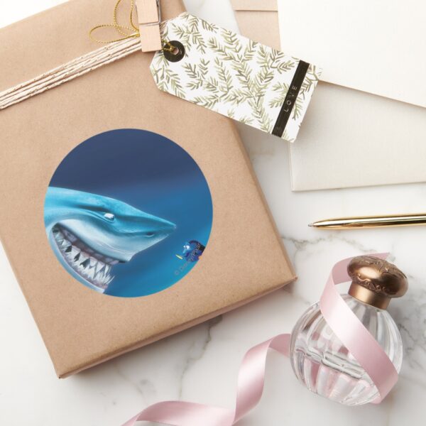 Bruce,_Nemo_and_Dory_1_Classic_Round_Sticker_5 Bruce Nemo And Dory 1 Classic Round Sticker