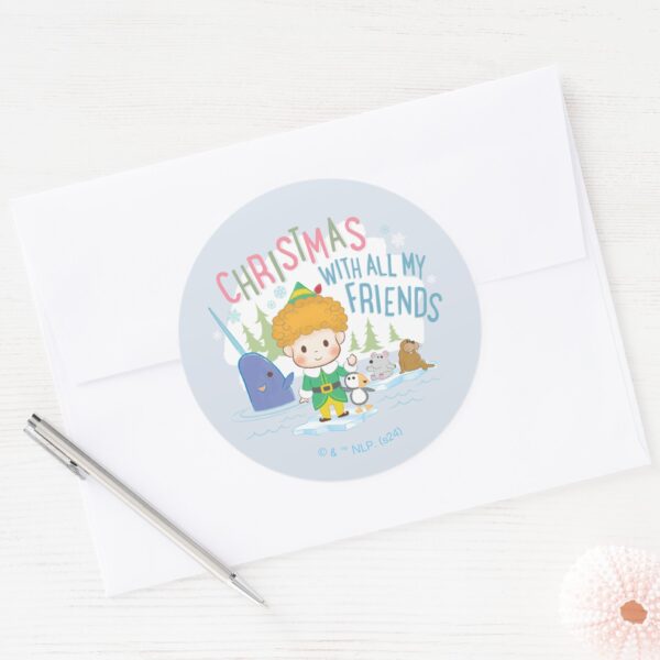 Buddy The Elf Christmas With All My Friends Classic Round Sticker