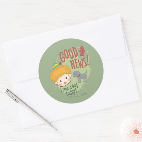 Buddy The Elf Good News I Saw A Dog Today Classic Round Sticker