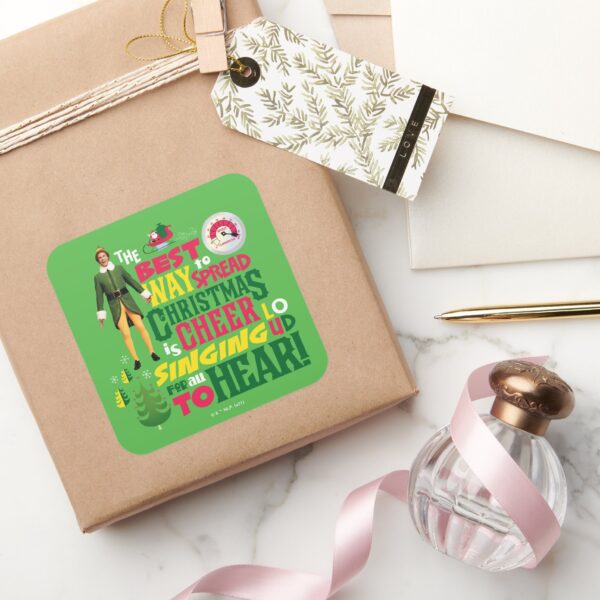 Buddy The Elf Christmas Cheer Graphic Quote Square Sticker