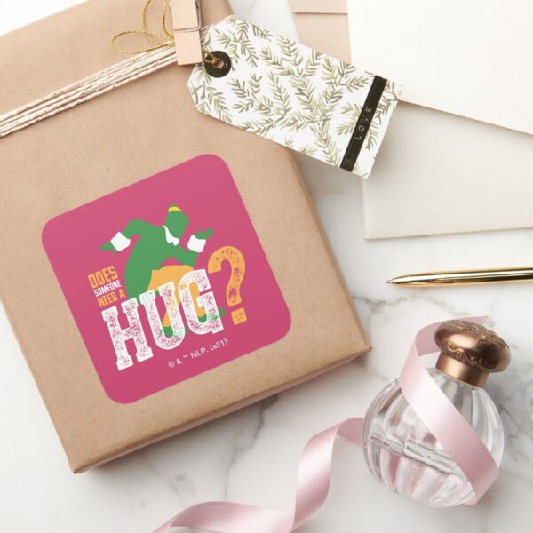 Buddy The Elf Does Someone Need A Hug Square Sticker