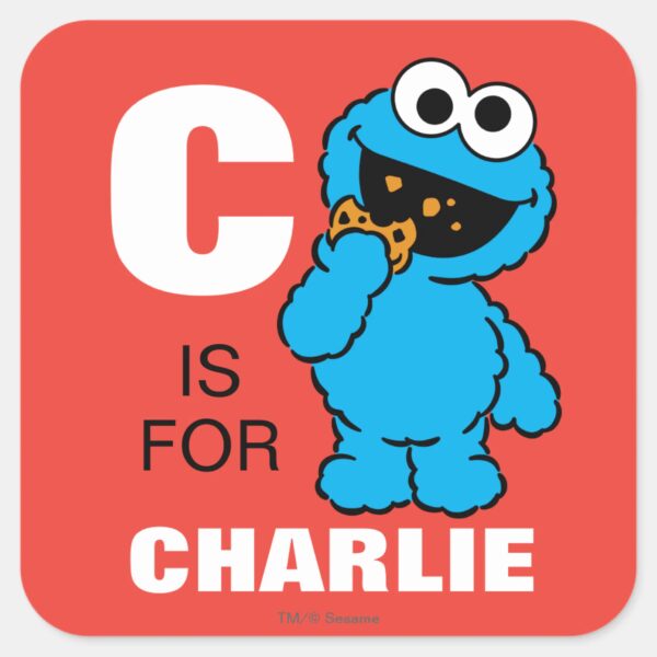 C_is_for_Cookie_Monster___Add_Your_Name_Square_Sticker_1 C Is For Cookie Monster Add Your Name Square Sticker