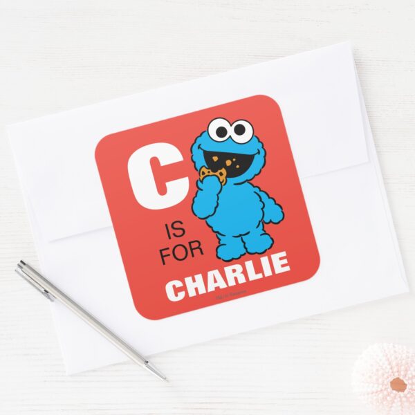 C_is_for_Cookie_Monster___Add_Your_Name_Square_Sticker_3 C Is For Cookie Monster Add Your Name Square Sticker