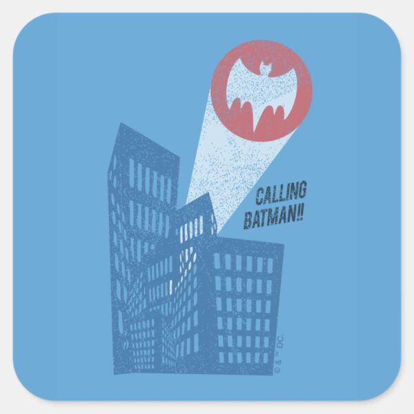 Calling_Batman_Bat_Symbol_Graphic_Square_Sticker_1 Calling Batman Bat Symbol Graphic Square Sticker