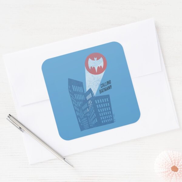 Calling_Batman_Bat_Symbol_Graphic_Square_Sticker_3 Calling Batman Bat Symbol Graphic Square Sticker