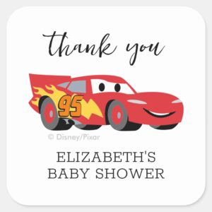 Cars Lightning McQueen Baby Shower Thank You Square Sticker