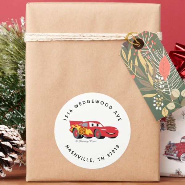 Cars_-_Lightning_McQueen_Baby_Shower_Address_Classic_Round_Sticker_7 Cars Lightning McQueen Baby Shower Address Classic Round Sticker