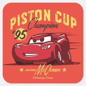 Cars 3 Lightning McQueen 95 Piston Cup Champ Square Sticker