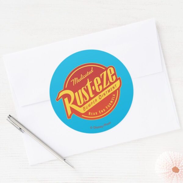 Cars_3___Rust-eze_Logo_Classic_Round_Sticker_3 Cars 3 Rust Eze Logo Classic Round Sticker