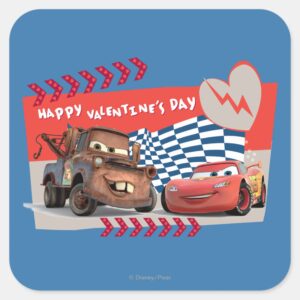 Cars_Happy_Valentine's_Day_Square_Sticker_1 Cars Happy Valentines Day Square Sticker