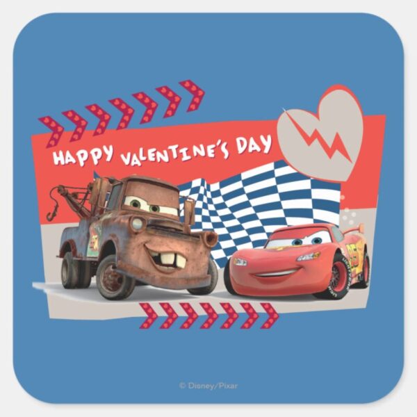 Cars_Happy_Valentine's_Day_Square_Sticker_1 Cars Happy Valentines Day Square Sticker