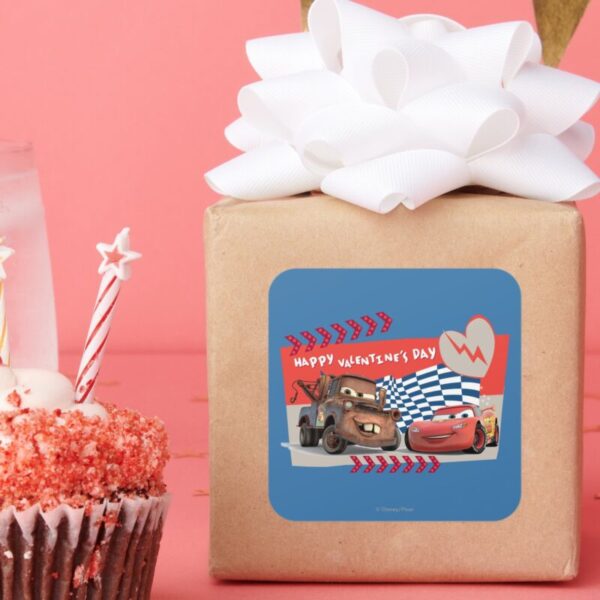 Cars_Happy_Valentine's_Day_Square_Sticker_7 Cars Happy Valentines Day Square Sticker