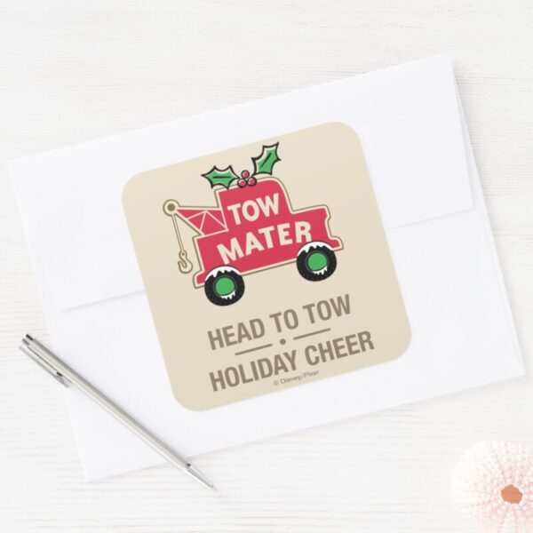 Cars___Head_To_Tow_Holiday_Cheer_Square_Sticker_3 Cars Head To Tow Holiday Cheer Square Sticker