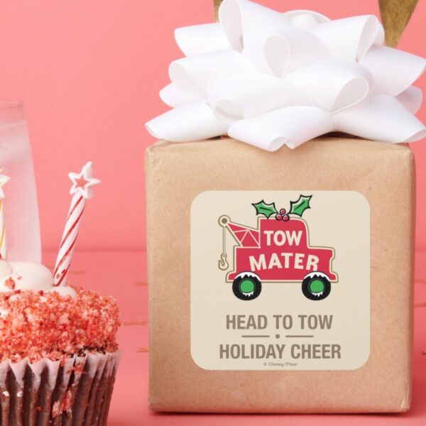 Cars___Head_To_Tow_Holiday_Cheer_Square_Sticker_7 Cars Head To Tow Holiday Cheer Square Sticker