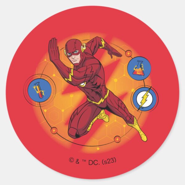 Cartoon_Flash_Laboratory_Running_Graphic_Classic_Round_Sticker_1 Cartoon Flash Laboratory Running Graphic Classic Round Sticker