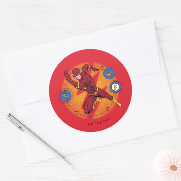 Cartoon_Flash_Laboratory_Running_Graphic_Classic_Round_Sticker_3 Cartoon Flash Laboratory Running Graphic Classic Round Sticker