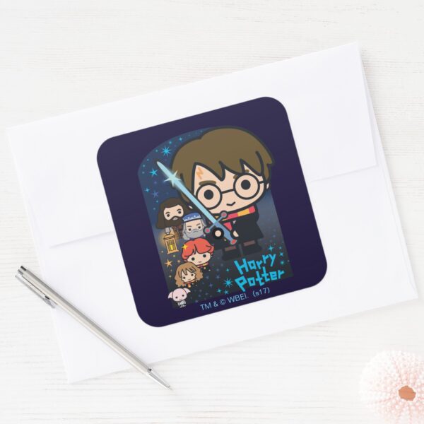 Cartoon_Harry_Potter_Chamber_of_Secrets_Graphic_Square_Sticker_3 Cartoon Harry Potter Chamber Of Secrets Graphic Square Sticker