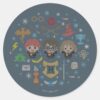 Cartoon_Harry_Potter_Cross-Stitch_Collage_Classic_Round_Sticker_1 Cartoon Harry Potter Cross Stitch Collage Classic Round Sticker
