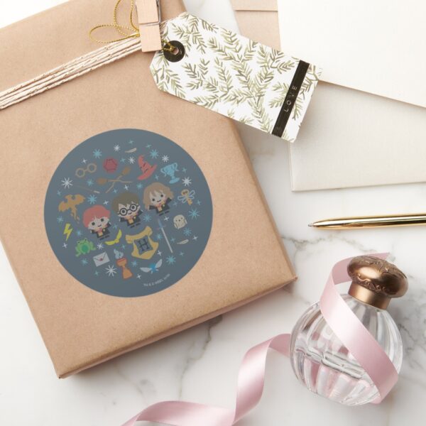 Cartoon_Harry_Potter_Cross-Stitch_Collage_Classic_Round_Sticker_5 Cartoon Harry Potter Cross Stitch Collage Classic Round Sticker