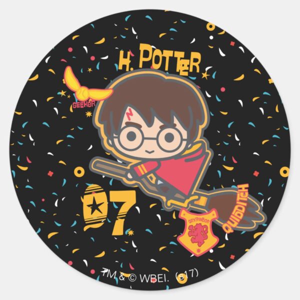 Cartoon_Harry_Potter_Quidditch_Seeker_Classic_Round_Sticker_1 Cartoon Harry Potter Quidditch Seeker Classic Round Sticker