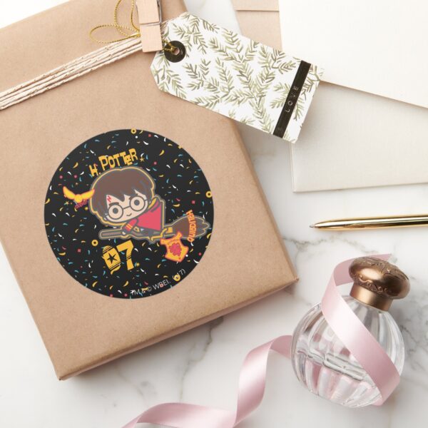 Cartoon_Harry_Potter_Quidditch_Seeker_Classic_Round_Sticker_5 Cartoon Harry Potter Quidditch Seeker Classic Round Sticker