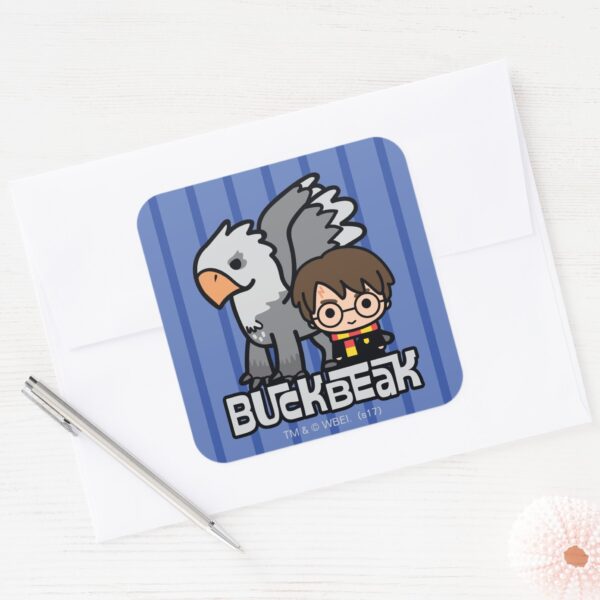 Cartoon_Harry_Potter_and_Buckbeak_Square_Sticker_3 Cartoon Harry Potter And Buckbeak Square Sticker