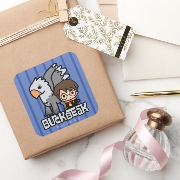 Cartoon_Harry_Potter_and_Buckbeak_Square_Sticker_5 Cartoon Harry Potter And Buckbeak Square Sticker